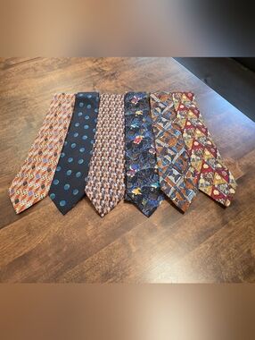 Ermenegildo Zegna Silk Tie Lot (6) Geometric Abstract Multicolor